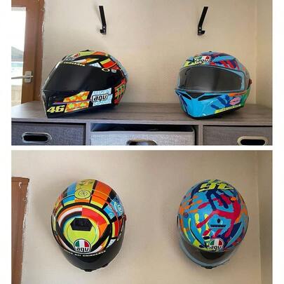 2 Pack Motorcycle Helmet Hook Multi - Purpose Hanger Keys Bags Holder Wall Mount Rack Cloth Display Rack Hat Hook Home Kitchen Door Cabinet - Hardware Included Easy To Install.