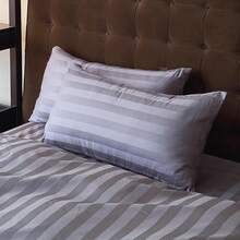 Hotel Bed Linen 135 X 200 Cm Cotton White 2-Piece Set Bed Linen 135 X 200 Cm Mako Satin Cotton Damask Stripes White With Zip For All Year Round - Grey/3 cm - View 12