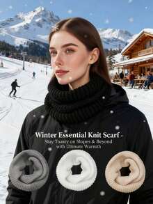 1 pezzo Sciarpa ad anello in maglia unisex - Colori multipli (Nero, Grigio, Bianco, Beige) per uno stile festivo natalizio, per il calore invernale, lo sci e le attività all'aperto per donne e uomini con una texture in maglia senza tempo - Sciarpa infinita - Visualizzare 8
