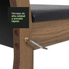 Madesa Juego Comedor Mesa Madera + 6 Sillas Medelin Negro y Marrón - Negro - Ver 7