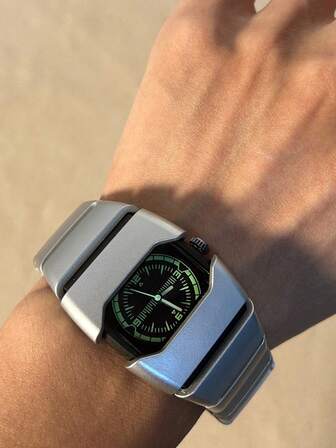 GUANQIN 1 st Y2K futuristisk vintage kvartsklocka, trendig personlig högteknologisk vattentät herrklocka, högkvalitativ retro herrarmbandsur lämplig för Halloween, jul, fars dag, studenter, festivaler, dejting, affärer, dagligen, presenter