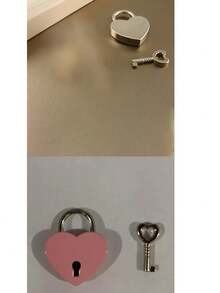 Set de pequeño candado con forma de corazón con llave - Candado metálico con forma de corazón, apto para maletas, portátiles, cajones, carteras - Juego de cierres decorativos pequeños para bolsas