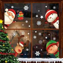 1 Stück Weihnachts-Fenstersticker, abnehmbarer Weihnachtsmann, Rentier, Lebkuchenmann, Elf, Weihnachtszug, Weihnachtsschneeflocke Fenstersticker für Büro, Schule, Heim-Fenster, Glas-Dekoration