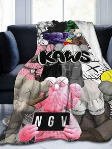 Kawss Kawaii Kaw Blanket Anime Snuggle Blanket - Ultra Soft Flannel Throw, The Perfect Gift For Fans For Christmas & Birthday, For Home Use, Camping And Travel Adventures - màu đen - Xem 2