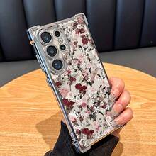 Una funda de teléfono floral diseñada para Samsung S25 ULTRA/S25/S24 Ultra/S24, también adecuada para S23/S23 FE/S23 Ultra/S22.Esta funda transparente tiene una función de protección de marco de lente, hecha de material TPU electrochapado, adecuada para que todos la usen. - Colores mixtos - Ver 3