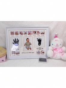 1件装宝宝一周岁手脚印相框，纪念展示架，创意礼物 - 彩色 - 查看 1