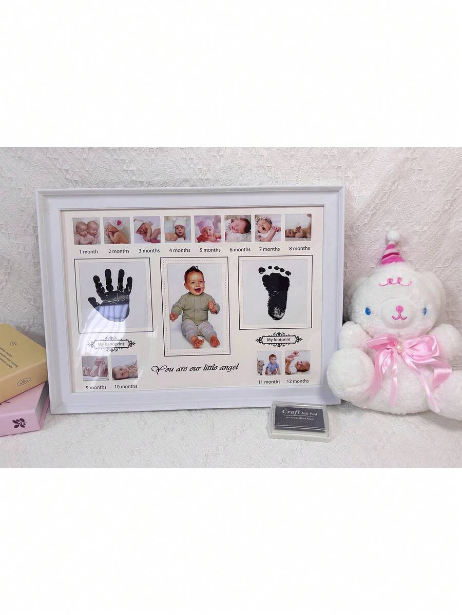 1件装宝宝一周岁手脚印相框，纪念展示架，创意礼物 - 彩色 - 查看 1