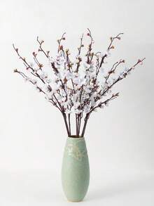 MEHELANY 3.08英尺/94厘米人造白色樱花装饰，1支长茎丝绸樱花枝，长茎仿真白色花卉摆件，适用于插花、婚礼装饰和家居装饰，可搭配高花瓶，用于DIY花环、工艺品、办公室/卧室派对桌面装饰。 - 白色 - 查看 4