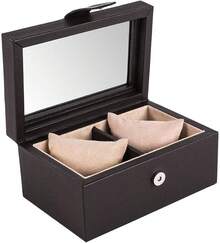 Caja para Relojes en Piel Genuina. Amplios compartimentos para guardar hasta los relojesás grandes. Elegante estuche, organizador, relojero, joyero (6 Relojes Tapa Cerrada, Chocolate) - 2 Relojes, Chocolate - Ver 8