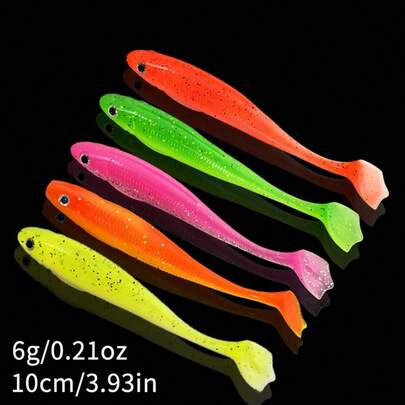 10个3D逼真钓鱼饵，6克/10厘米软塑料饵，适合远投，兼容多种鱼钩，适用于垂钓鲈鱼、白斑狗鱼、红尾鱼和其他掠食性鱼类。