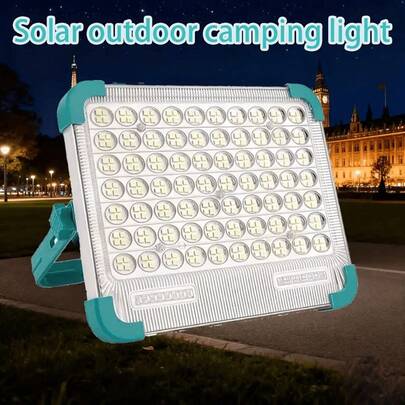 1pc Green Outdoor Solar Ground Light, Portable 280 LED Camping Lantern With Foldable Hook, 5 Lighting Modes, USB/Solar Rechargeable Battery, Suitable For Camping, Night Work, Party, Christmas, Halloween, Easter, Back To School Gift