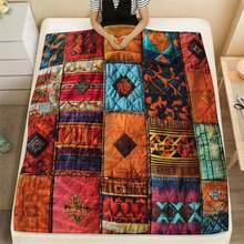 1. 波西米亚风拼布毯 - 一款充满活力的法兰绒毯，饰以几何和花卉图案，四季皆宜，柔软保暖，是沙发、床铺、露营、旅行、家居装饰礼品和精致拼布毯的理想之选。卧室。毯子。冬季。圣诞节。房间装饰。