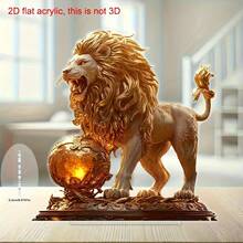 Glam Style Acrylic Lion Decorative Sign & Plaque With Stand - Multipurpose Animal Theme Decor For Desktop, Bedroom, Office, Dining, Living Room - No Text Elegance, 1 Piece