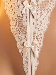 Đồ lót gợi cảm - Bộ jumpsuit trắng xuyên thấu bằng vải lưới, cổ chữ V khoét sâu, hở lưng, thích hợp cho buổi hẹn hò. - trắng - Xem 4