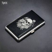 Caja de cigarrillos con patrón grueso, textura de cuero negro y marrón, puede contener 20 cigarrillos, cada caja tiene una correa de goma fija con diseño de volteo ultra delgado, portátil, a prueba de humedad y resistente a la presión, de moda y creativa - Multicolor - Ver 8