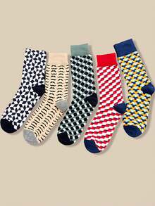 5 Paar karierte Socken in Knöchelhöhe, bunte Socken, fröhliche Socken, lässige Socken in Knöchelhöhe für Herbst/Winter