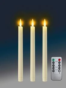 6/3件套无焰LED蜡烛，带闪烁灯光和遥控定时器，电池供电，适合儿童生日派对、粉色和蓝色主题派对装饰，也适用于感恩节、圣诞节、万圣节、婚礼、情人节、新年礼物、感恩节壁炉装饰和家居装饰。 - 款式A - 查看 21