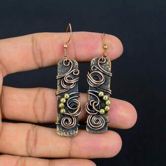 Vintage Creative Square Geometric Pendant Earrings For Women, Carved Decorative Pattern, Versatile Jewelry, Holiday & Anniversary Gift