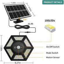 Solar Pendant Light - Indoor/Outdoor With Remote Control, 360° Waterproof Solar Light With Motion Sensor/Timer/5 Modes For Home Shed Garage Barn - B - View 6