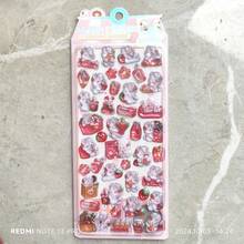 3D Embossed Pink Rabbit Cute Strawberry Bunny Crystal Stickers, Suitable For DIY Notebook, Laptop, Phone Case, Stationery Decoration, Diary Decor, Essential For Books, Cartoon Pattern, Fantasy Shape, Random Color Delivery - Multicolor - View 11