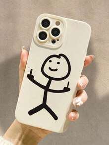 Una funda para  con un diseño minimalista de figuras de palitos es compatible con los modelos  16E, 15, 14, 13, 12 y 11/XS MAX/XR/MINI/Pro/PLUS/Pro MAX. Compatible con Samsung S24 Ultra/S23 FE/S22 Plus/S21/S20/A81/A55/A54/A35/A34/A32/A25/A24/A21S/A16/A15/A13/A12/A06/A05/A04/A03 y otros modelos. Funda para teléfono fabricada en TPU, con propiedades a prueba de golpes, caídas y manchas, una opción esencial para uso personal o para regalar. Adecuadas para San Valentín, Halloween, Navidad, Año Nuevo y diversas ocasiones festivas. - Blanco - Ver 2