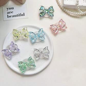 1 st. koreanskt Ins-stil glitterfjärilstelefonhållare, kreativ skrivbordshållare, minimalistisk design, löst telefonhållare kompatibel med iPhone, Android-telefon, present till födelsedag, familj, vänner presenter födelsedag push-pull telefonhållare