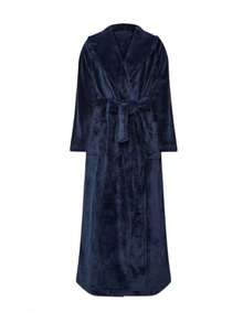 1 pieza Bata larga con solapa casual para mujer, suave y cómoda, moda de lujo elegante, adecuada para principios de primavera - Azul Marino - Ver 6
