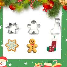 6 piezas, molde de campana con temática de Navidad para galletas, horneado casero, molde de galletas de acero inoxidable, accesorios de cocina