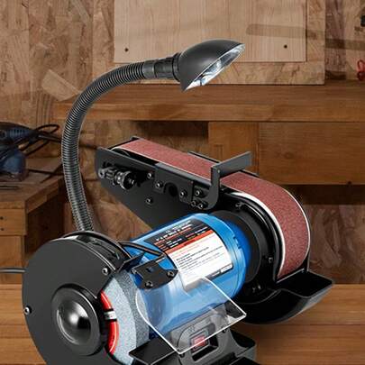Lijadora de banda de 2" y lijadora de disco de 6" con base resistente y lámpara de trabajo LED