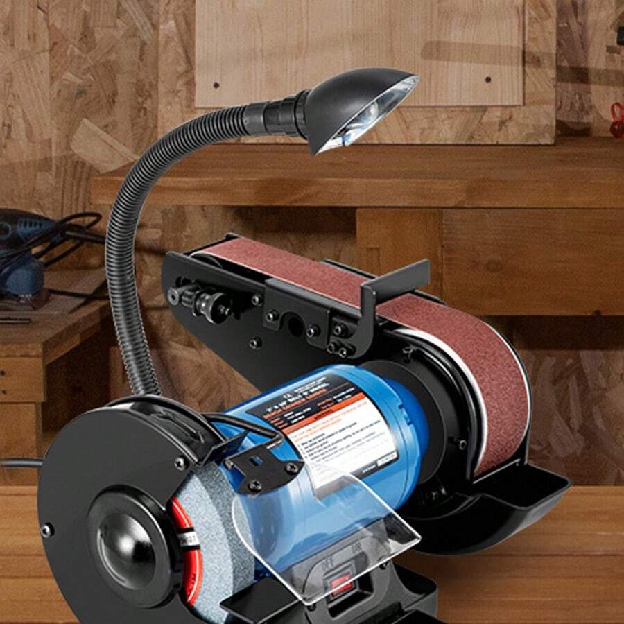 Lijadora de banda de 2" y lijadora de disco de 6" con base resistente y lámpara de trabajo LED - 2" y lijadora de disco de 6" - Ver 1