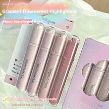 4pcs/Box Gradient Pink Fluorescent Highlighter Pens, Smudge-Proof, Vibrant & Soft Colors - Ink, Ideal For Quick Notes And Illustrations