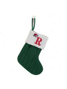 قطعة واحدة جوارب مصنوعة من الأكريليك مطرزة بشجرة وشخصية رجل الزنجبيل،ديكور منزلي لحفلة عيد الميلاد