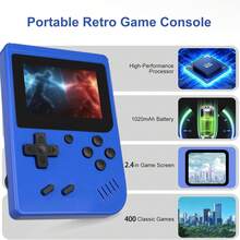 1pc Macaron Handheld Game Console, 400-In-1 Retro Classic Portable Game Player With 1020mAh Large Capacity Battery, Multiple Colors Available (1 Player/2 Players) - Multicolor - View 6