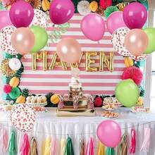 12 Inch Tropical Party Green Pink Balloons, Set Of 31/56/87/122, Green, Rose Red,Aluminum Foil Confetti Balloons, Suitable For Hawaiian Hula Dance Theme, Flamingo Theme Birthday, Babyparty, Wedding Anniversary, Graduation, Baptism Party Decoration - Rose Pink, Light Green, Rose Gold - View 6