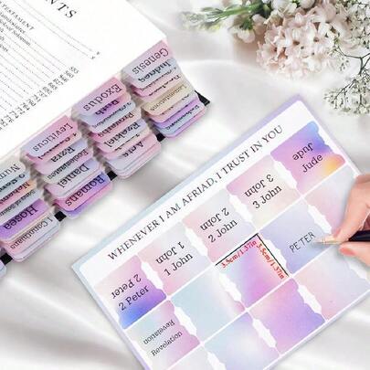 150 pièces/10 pièces Onglets de Bible de couleur arc-en-ciel, unisexe, convient pour l'étude de la Bible, grand format, facile à trouver, onglets d'index de Bible, onglets de livre de Bible, indispensable pour la rentrée scolaire