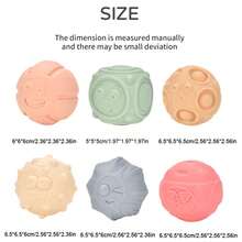 6pcs Baby Sensory Balls, Soft Textured Balls Set, Infant Tactile Stimulation Balls Toys, PVC Material, Birthday Holiday Gift, Baby Toys - Multicolor - View 8
