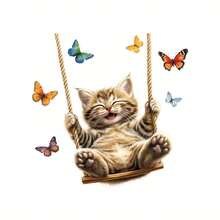 Cat Light Switch Stickers Cute Cat On Swing Wall Decals Light Switch Decor For Home - Multicolor - View 6