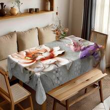 1 Stück neuer chinesischer Stil Koi Fisch Tischdecke, Nische Heim Ästhetik Tischdecke, strapazierfähiges Polyestermaterial, leicht zu reinigen, unverzichtbar für Familienzusammenkünfte, geeignet für tägliches Esszimmer, Wohnzimmer, Familienfeiern, Themenfeiern, Innen-/Außenbereich - Verschiedenfarbig - Übersicht 4