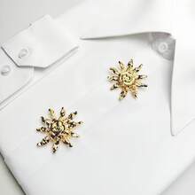 2 Pieces Gold Flower Button Covers Elegant Decorative Shirt Buttons Suitable For Both Men And Women High-Quality Cufflinks Requiring No Sewing Attach In Just 3 Seconds Ideal For Business Settings, Everyday Wear, Parties, Weddings, Celebrations, And Gifting The Perfect Valentine's Day And Christmas Gift