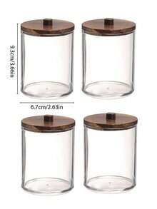 4件套棉签收纳盒，浴室收纳架，10/7盎司棉球/棉签分配器，带竹盖的药剂师罐，方便整理和存放 - 彩色 - 查看 8