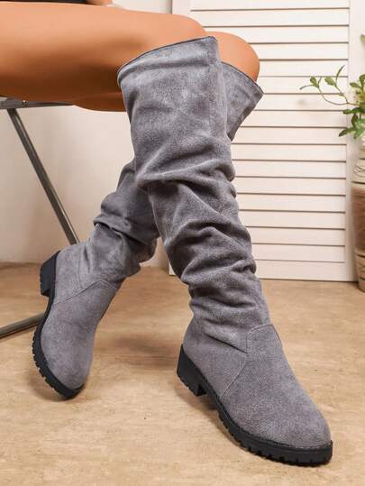 Botas anchas versátiles para mujer, estilo slouchy plano, nuevas de moda para el otoño 2025 (corren pequeñas)