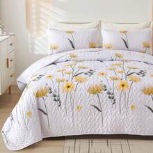 3 Pieces Yellow Flower Quilt Set, One Set Included 1 Bedspread With 2 Pillowcases, Twin Full Queen King Size Paisley Patchwork Plaid Bedspread Bedding Sets Boho Soft Microfiber Coverlet Set For All Season,Home Decor Room Decor Bedroom Decor Bed Comforter Set Mothers Day Gift Wedding Decorations - Màu vàng - Xem 13