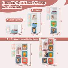 Lifezeal 8-Cube Kids Wardrobe Baby Dresser Bedroom Armoire Clothes Hanging Closet With Doors Pink/White - White - View 4