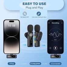 Mini Pro Wireless Lavalier Microphone For IPhone, IPad, Android | Intelligent Noise Cancelling, Status Display, Magnetic Rotating Clip, Long Battery Life | Ideal For Video Recording, Vlogging, Teaching, Interviews, Podcasts