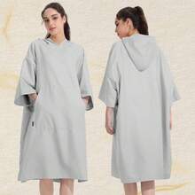 1 Piece Surf Poncho Changing Robe With Hood,Wearable Beach Towel Sand Free And Compact Easy To Carry,Quick Dry Suede Material Changing Towel With Pocket For Surfing Swimming Pool Outdoor Men And Women - Multicolor - View 8
