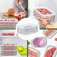 Meat Container For Fridge, Stackable Lunch Meat Container For Refrigerator, Transparent Meats Containers With Lid For Cold Cuts, Salami, Meal Prep Containers