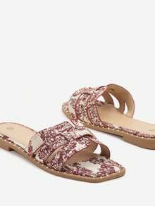 Sandali piatti con lacci stile boho per donne, casual per l'estate e i viaggi in spiaggia - Rosso - Visualizzare 6