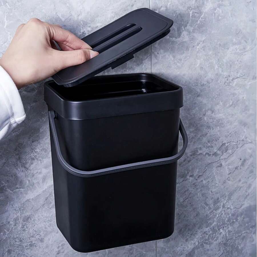 1pc Cubo de Basura Multifuncional, Cubo de Basura Colgante de Galón, Cubo de Basura de Cocina Conveniente, Cubo de Basura de Pared o Colgante - 1 cubo de basura - Ver 1