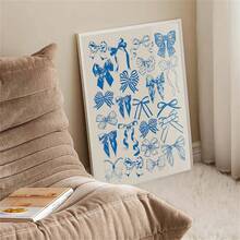 1 szt. Niebieska kokarda, wydruk artystyczny: plakaty do pokoju dziewcząt, obrazy na płótnie, sztuka ścienna, dekoracja domu, bez ramki - Wielokolorowe - Zobacz 8