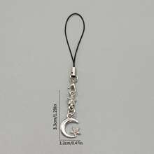 2pcs DIY Hollow Rhinestone Star & Moon Phone Charm Pendant, Korean Style Minimalist Phone Lanyard Charm - Multicolor - View 4